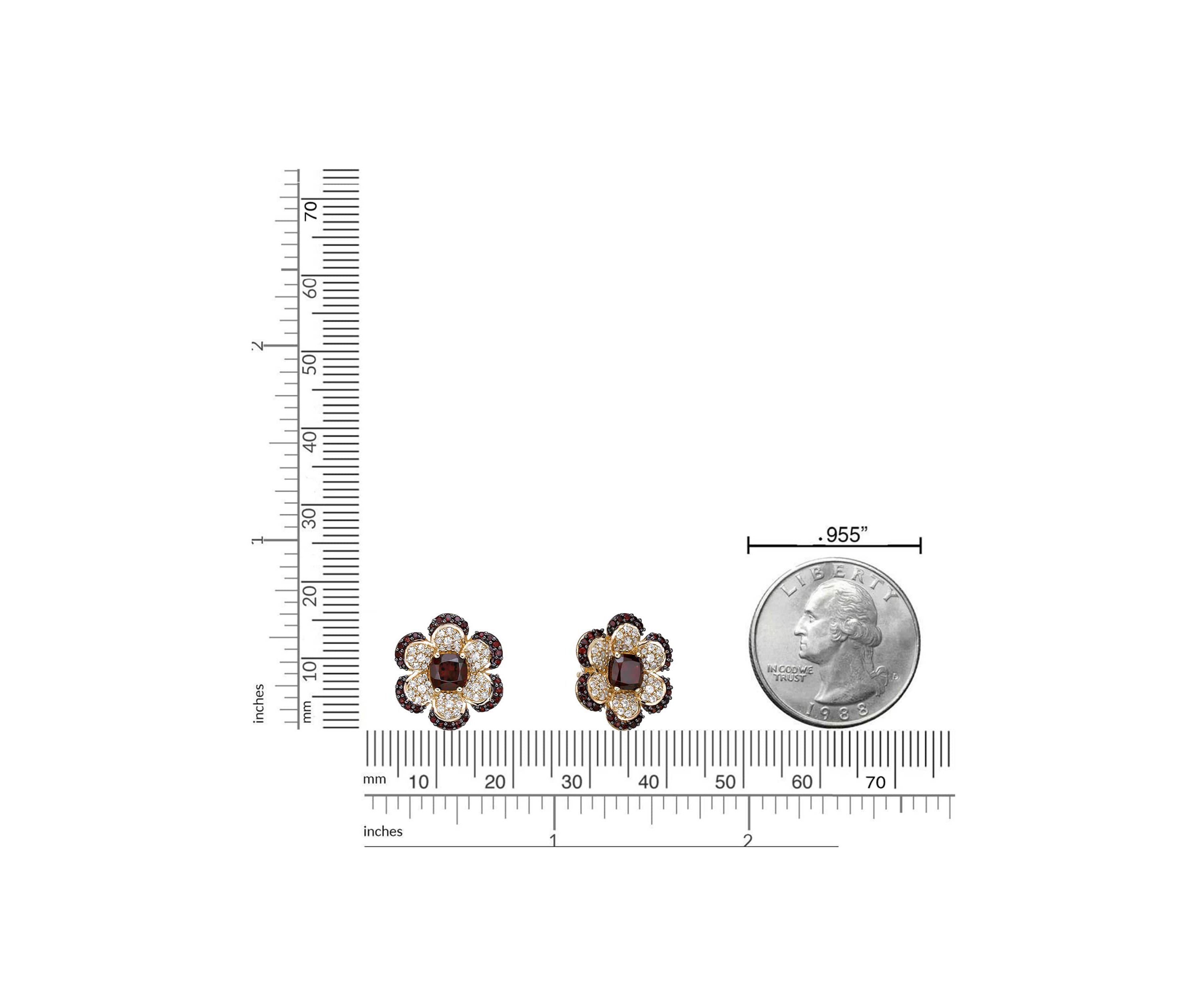 Garnet and White Topaz Earrings in 2 Micron Gold Plated Sterling Silver