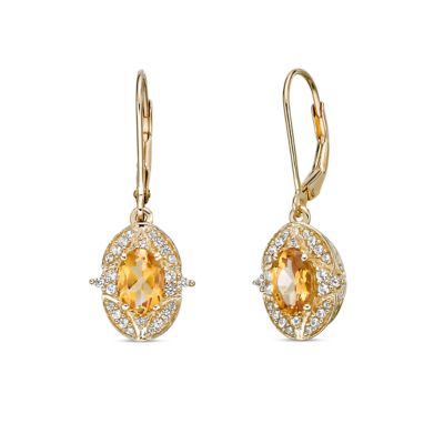 Gemminded Gold Over Silver Citrine & Lab-Created White Sapphire Earrings
