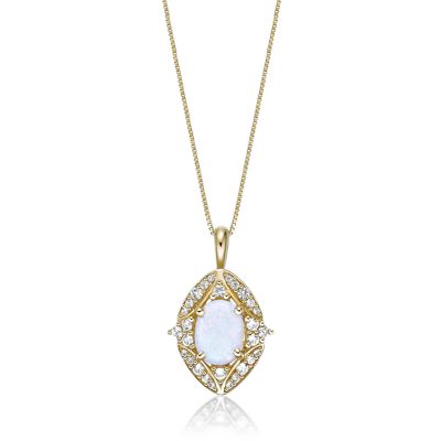 Gemminded Gold Over Silver Lab-Created Opal & Lab-Created White Sapphire Pendant Necklace, 18 in