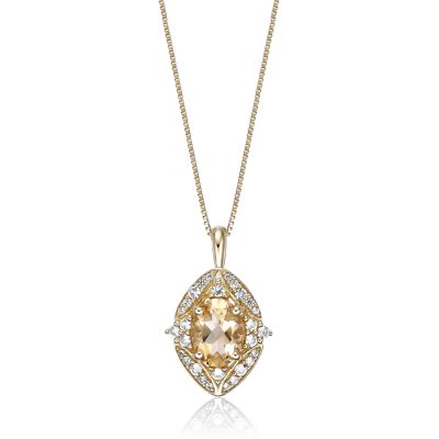 Gemminded Gold Over Silver Citrine & Lab-Created White Sapphire Pendant Necklace