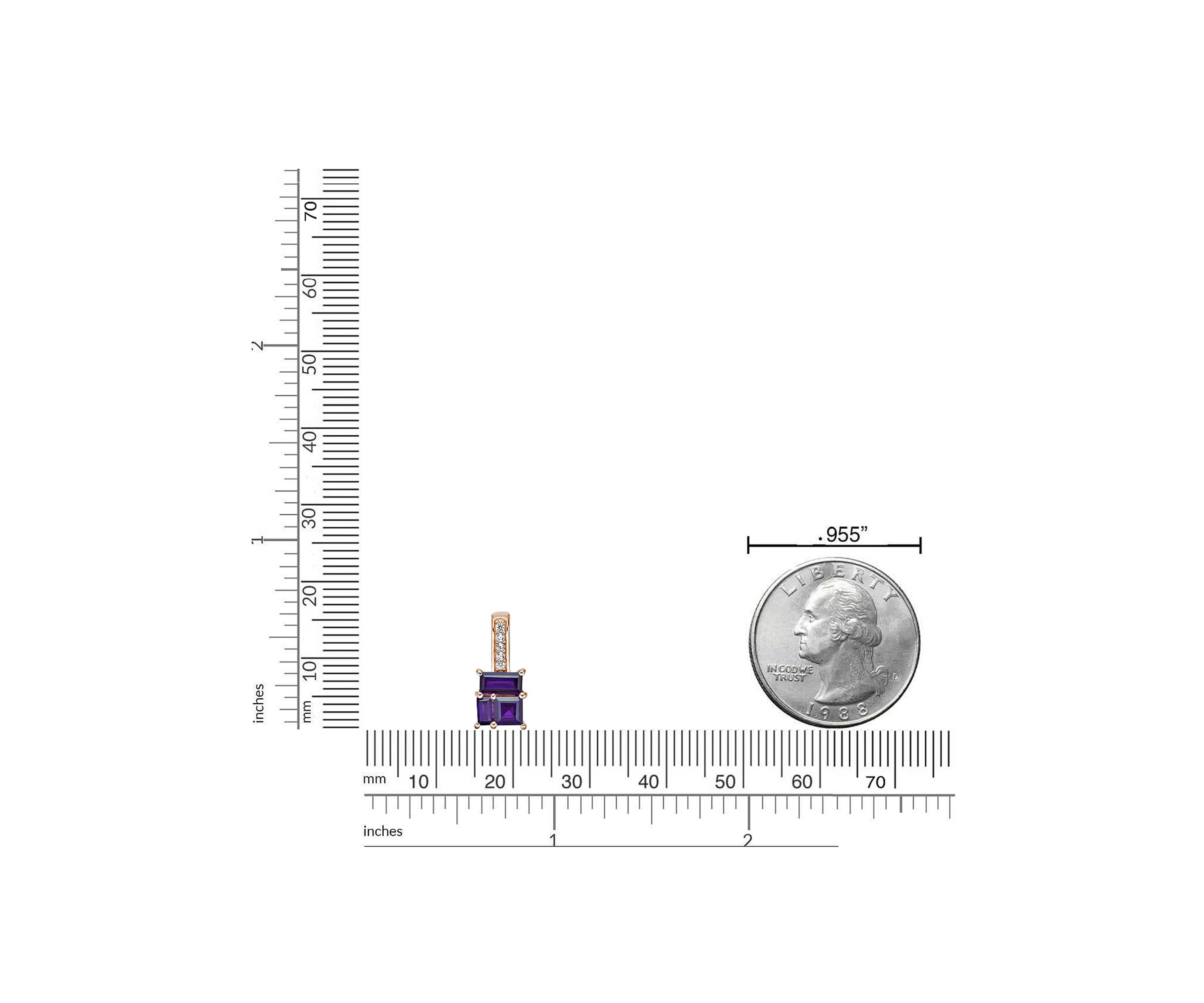 Amethyst and Created White Sapphire Pendant in 2 Micron Rose Gold Plated Sterling Silver