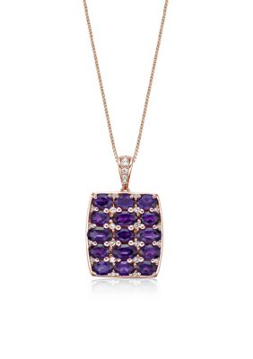 Gemminded Amethyst and Created White Sapphire Pendant Necklace in 2 Micron Rose Gold Plated Sterling Silver, 18 in