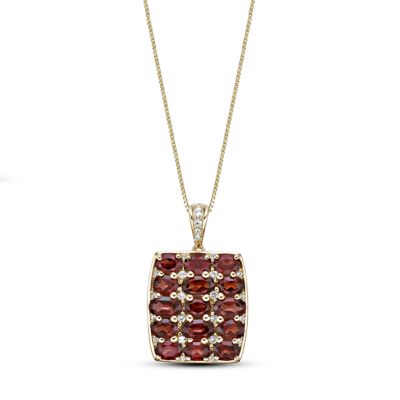 Belk & Co Garnet and Created White Sapphire Pendant Necklace in 2 Micron Gold Plated Sterling Silver, Red
