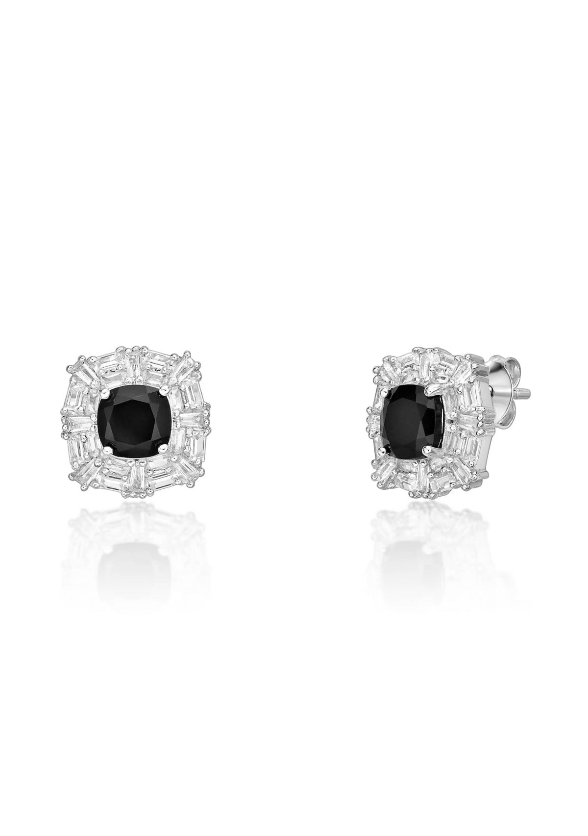 1 5/8 ct. t.w. Black Onyx and Created Whire Sapphire Earrings in Sterling Silver