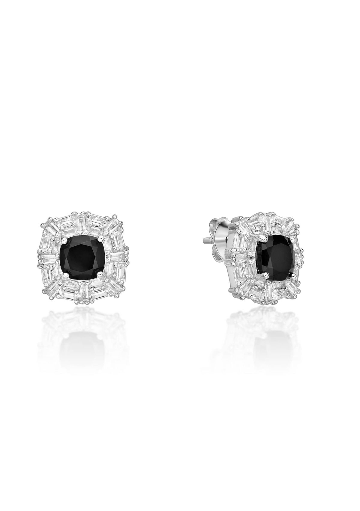 1 5/8 ct. t.w. Black Onyx and Created Whire Sapphire Earrings in Sterling Silver