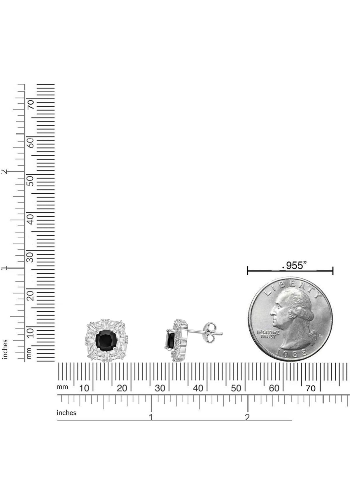 1 5/8 ct. t.w. Black Onyx and Created Whire Sapphire Earrings in Sterling Silver