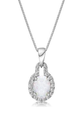 Gemminded Lab Created 0.7 ct. t.w. Created Opal and White Topaz Pendant in Sterling Silver