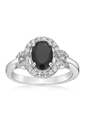 1. ct. t.w. Black Onyx and 1/2 White Topaz Ring Sterling Silver