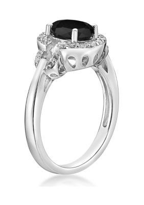 1. ct. t.w. Black Onyx and 1/2 White Topaz Ring Sterling Silver