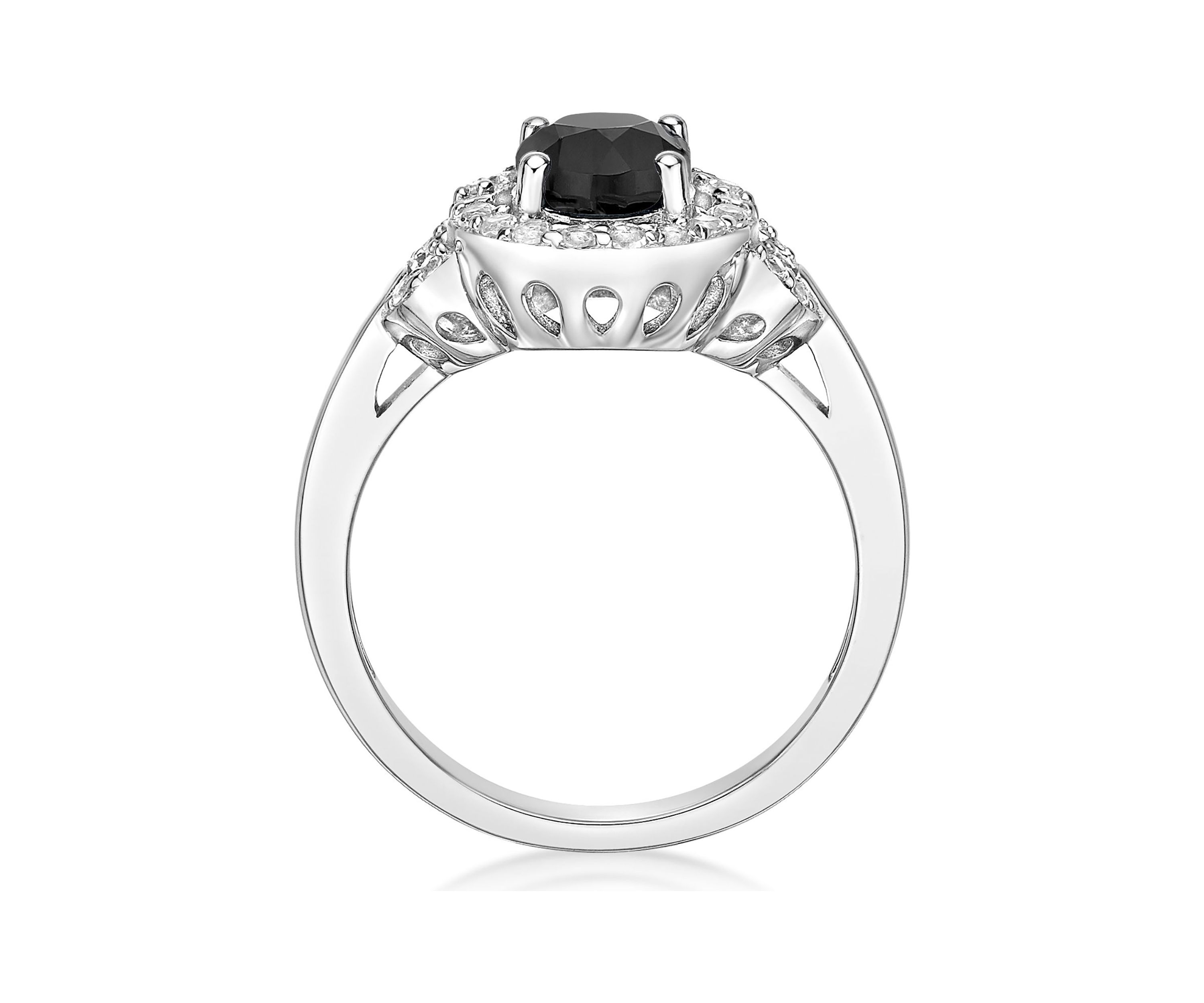 1. 15 ct. t.w. Black Onyx and 1/2 ct. t.w. White Topaz Ring in Sterling Silver