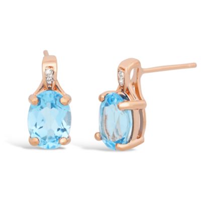 Gemminded Women's Rose Gold Plated Oval Amethyst Earrings