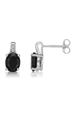 Belk & Co 3.2 Ct. T.w. Black Onyx And Diamond Accent Earrings In Sterling Silver