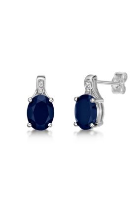Gemminded Lab Created 3 ct. t.w. Created Sapphire and Diamond Accent Earrings in Sterling Silver, Blue