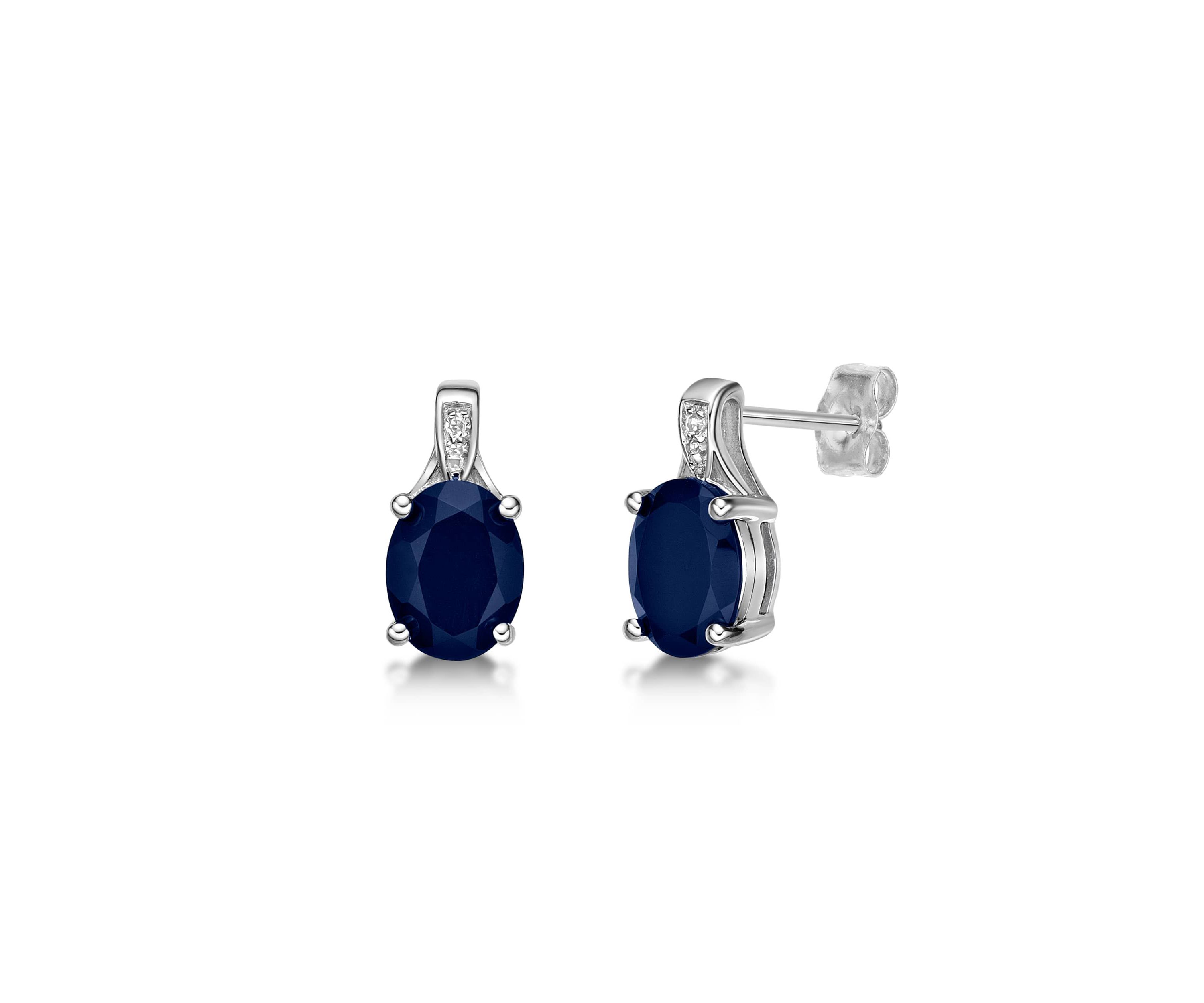 Lab Created 3 ct. t.w. Created Sapphire and Diamond Accent Earrings in Sterling Silver