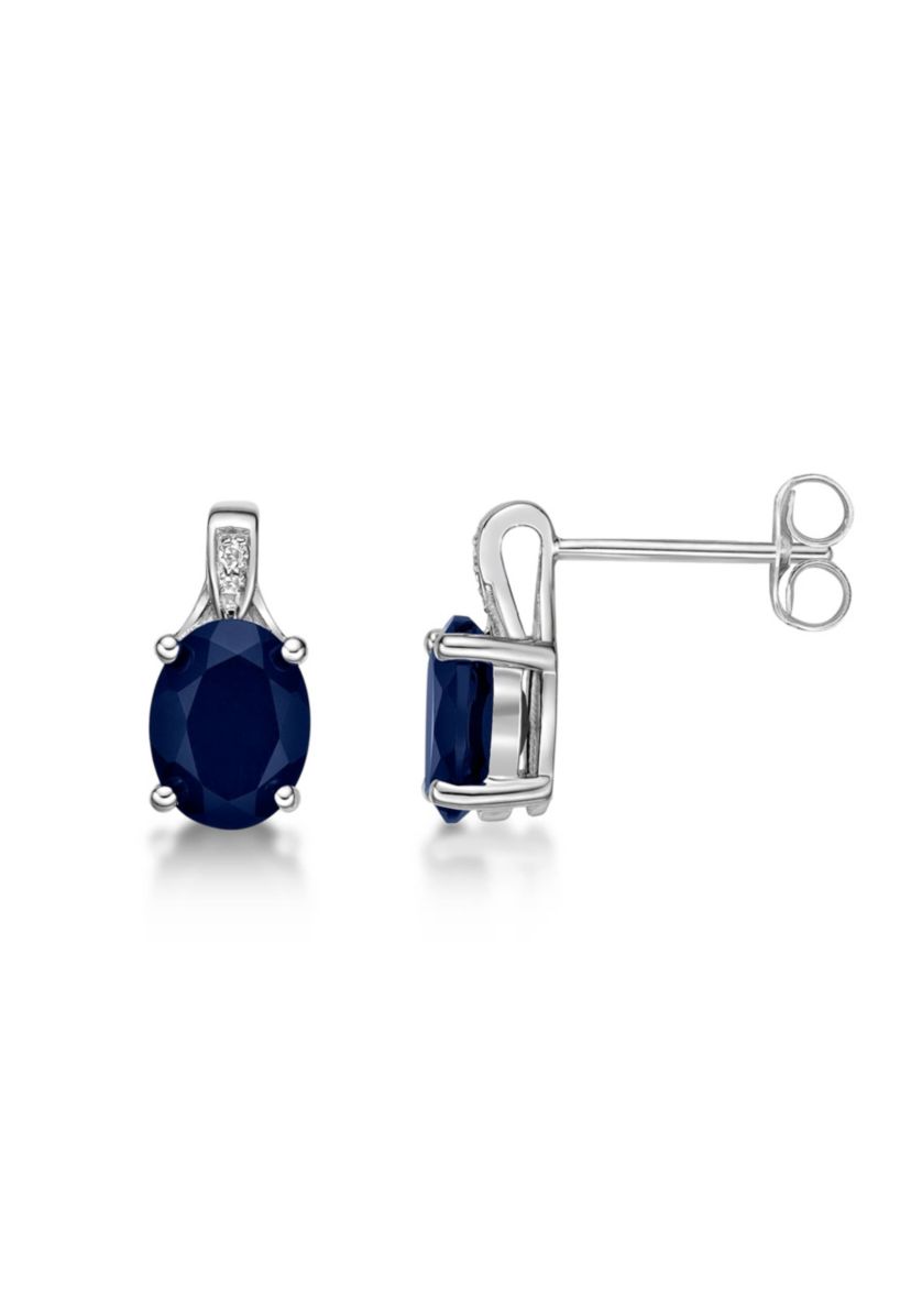 Lab Created 3 ct. t.w. Created Sapphire and Diamond Accent Earrings in Sterling Silver