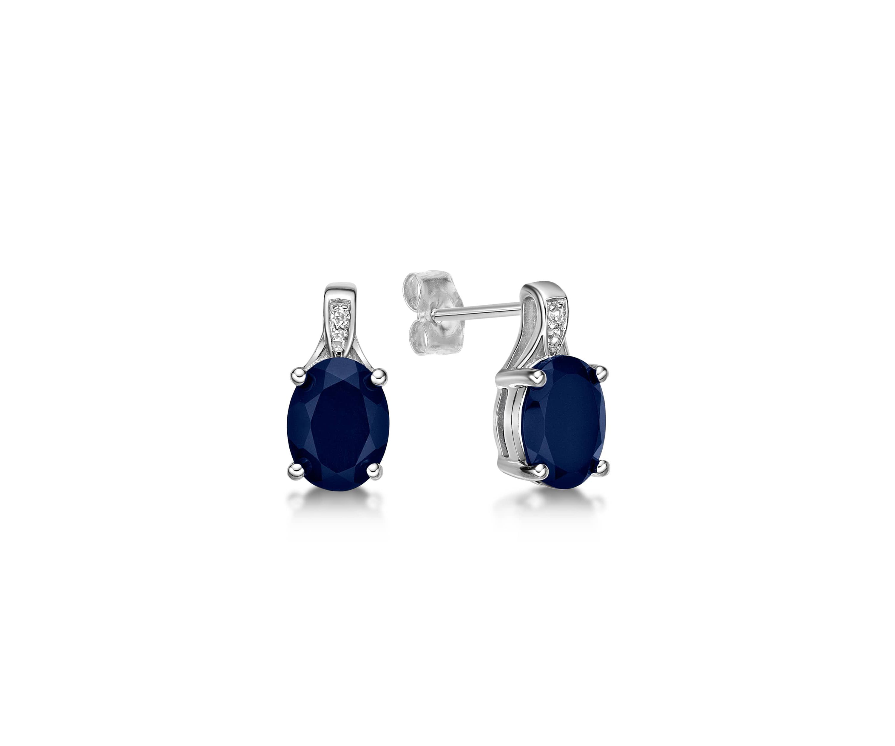 Lab Created 3 ct. t.w. Created Sapphire and Diamond Accent Earrings in Sterling Silver