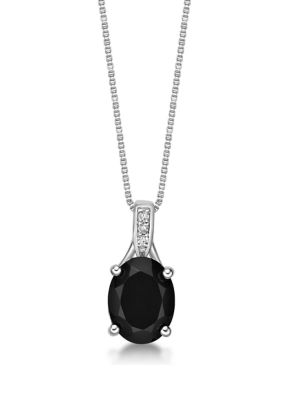 Belk & Co 2.35 Ct. T.w. Black Onyx And Diamond Accent Pendant Necklace In Sterling Silver