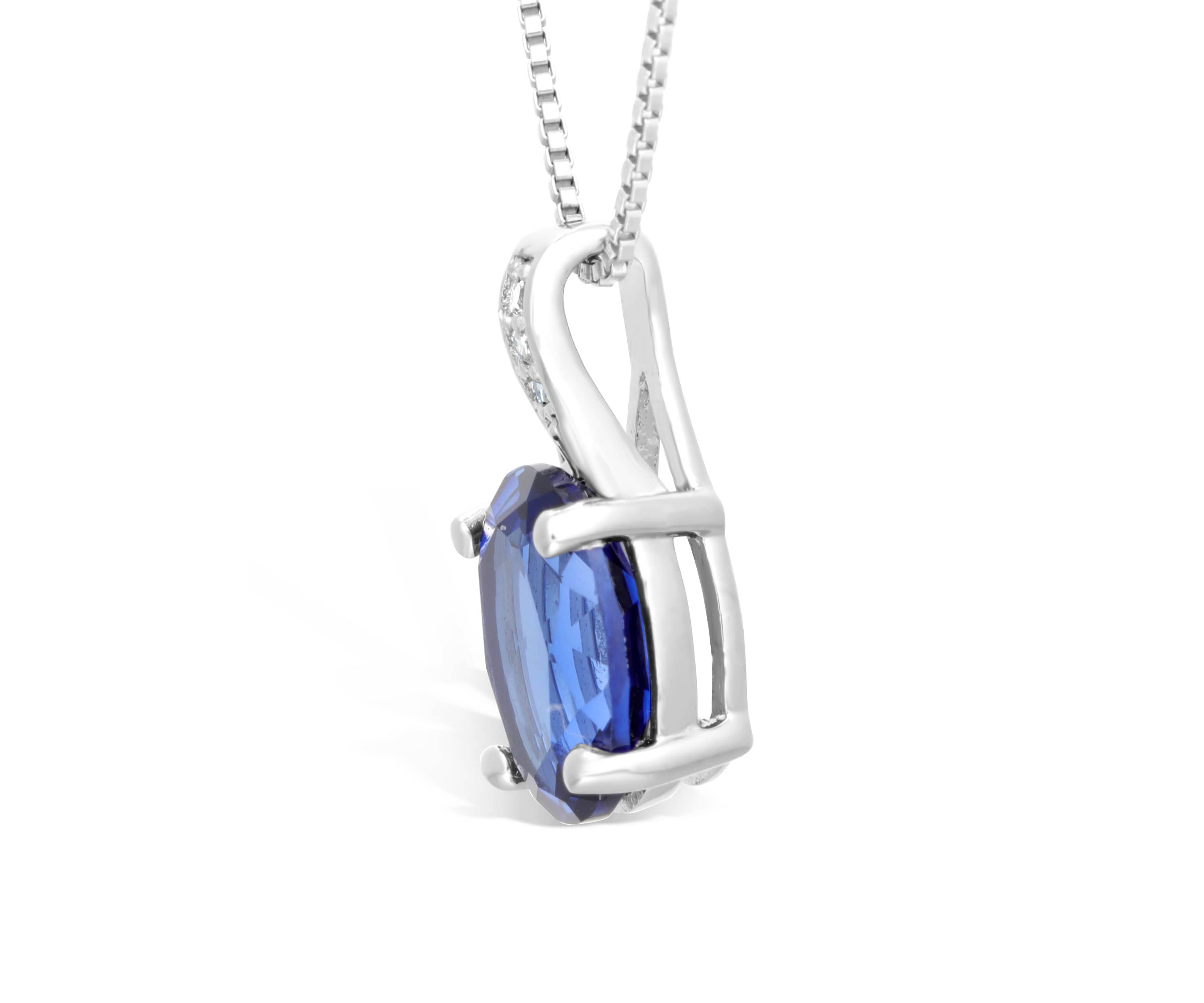 Lab Created 2 1/10 ct. t.w. Created Sapphire and Diamond Accent Pendant in Sterling Silver