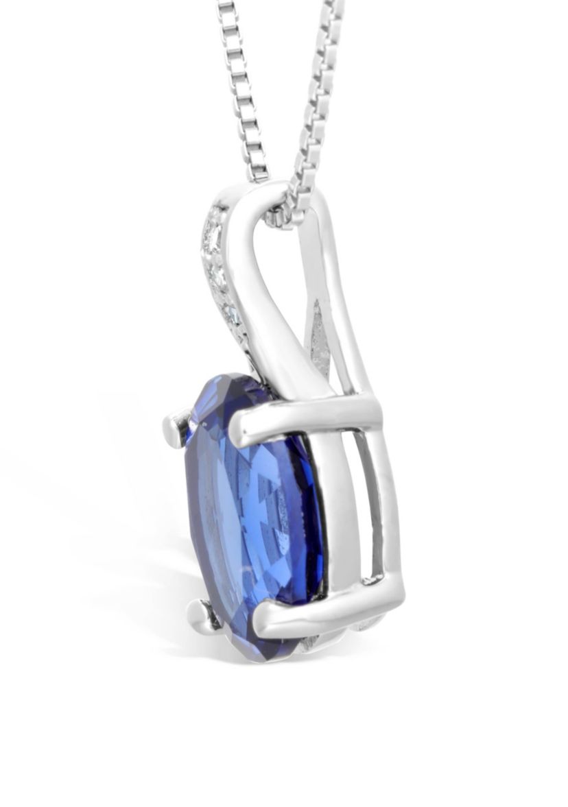 Lab Created 2 1/10 ct. t.w. Created Sapphire and Diamond Accent Pendant in Sterling Silver
