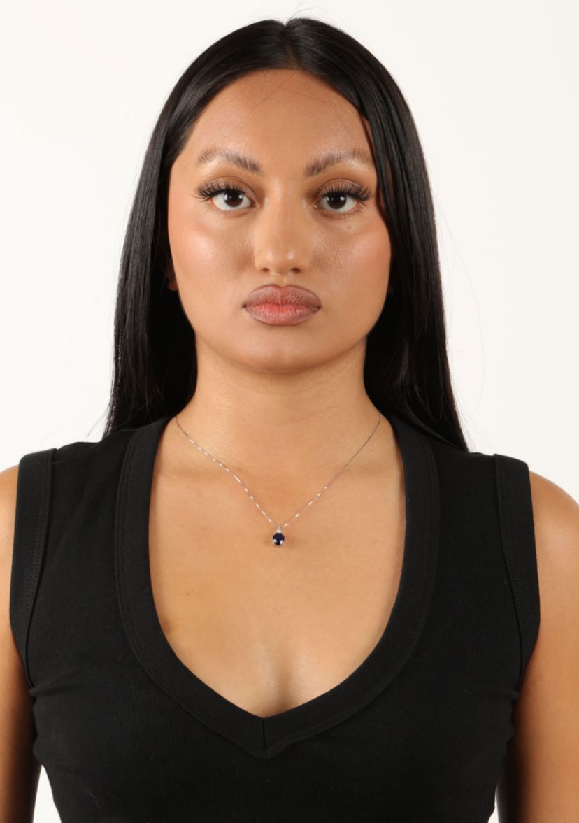 Lab Created 2 1/10 ct. t.w. Created Sapphire and Diamond Accent Pendant in Sterling Silver