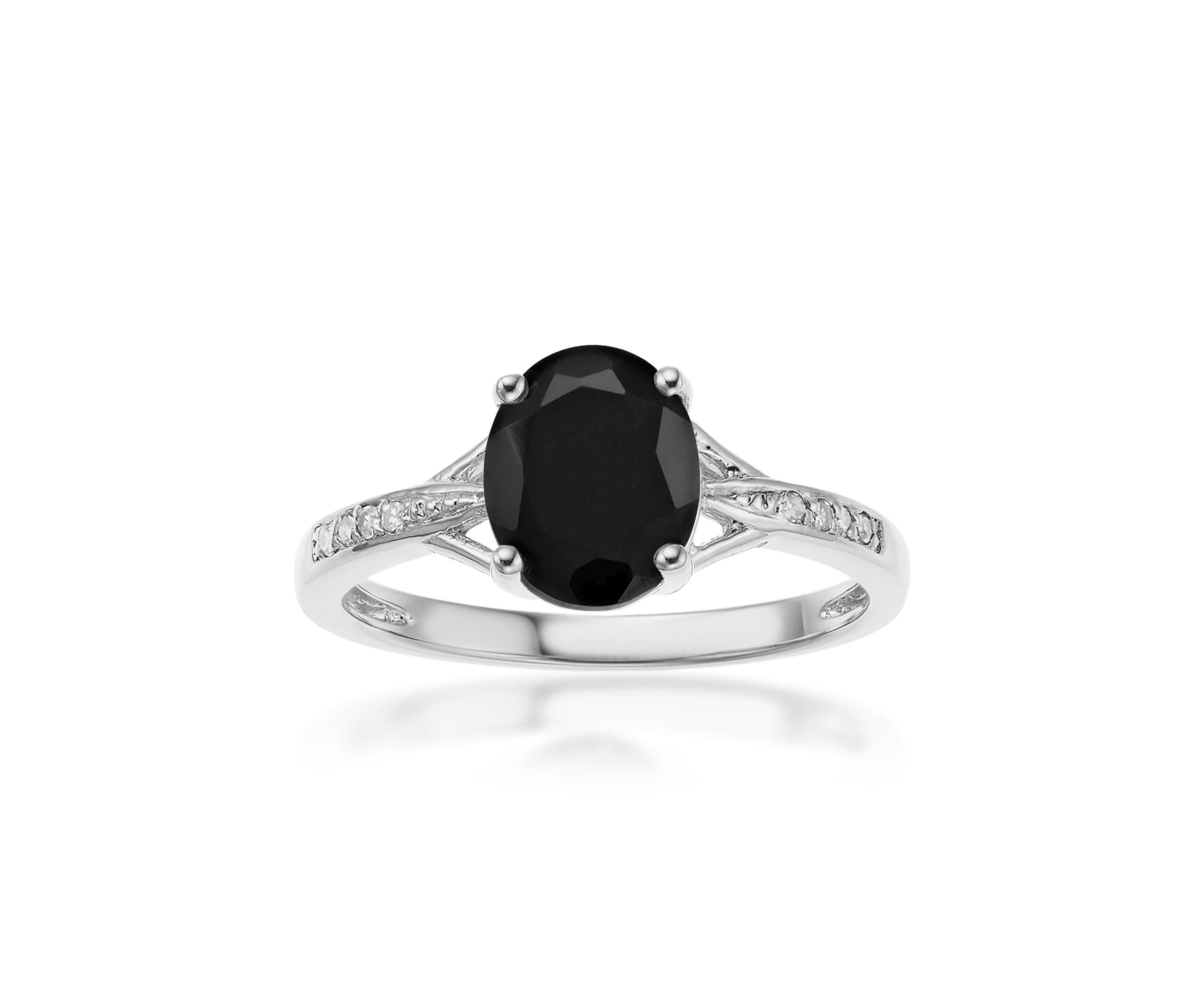 2.35 ct. t.w. Black Onyx and Diamond Accent Ring in Sterling Silver