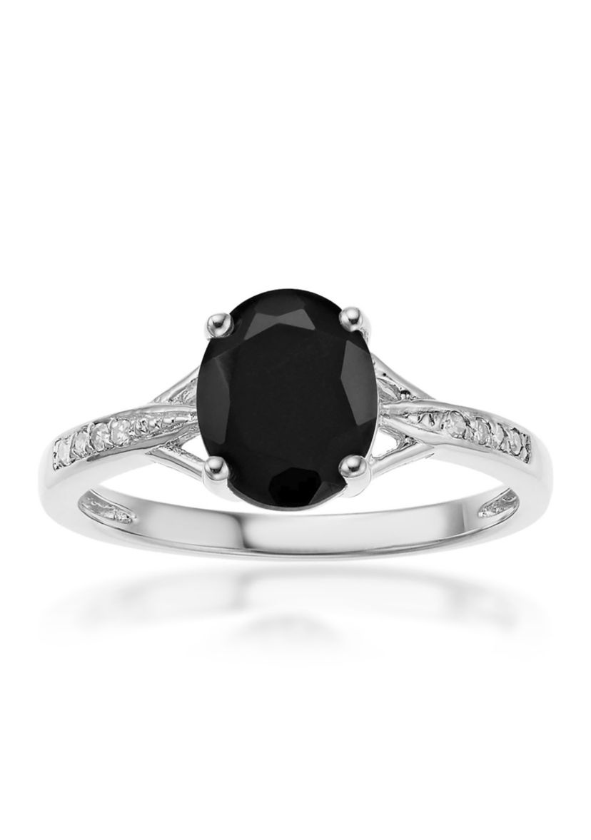 2.35 ct. t.w. Black Onyx and Diamond Accent Ring in Sterling Silver