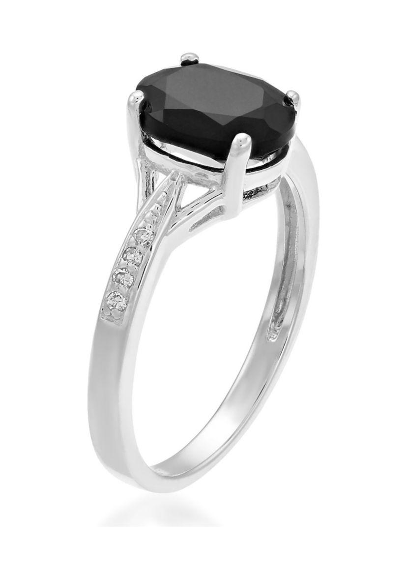 2.35 ct. t.w. Black Onyx and Diamond Accent Ring in Sterling Silver