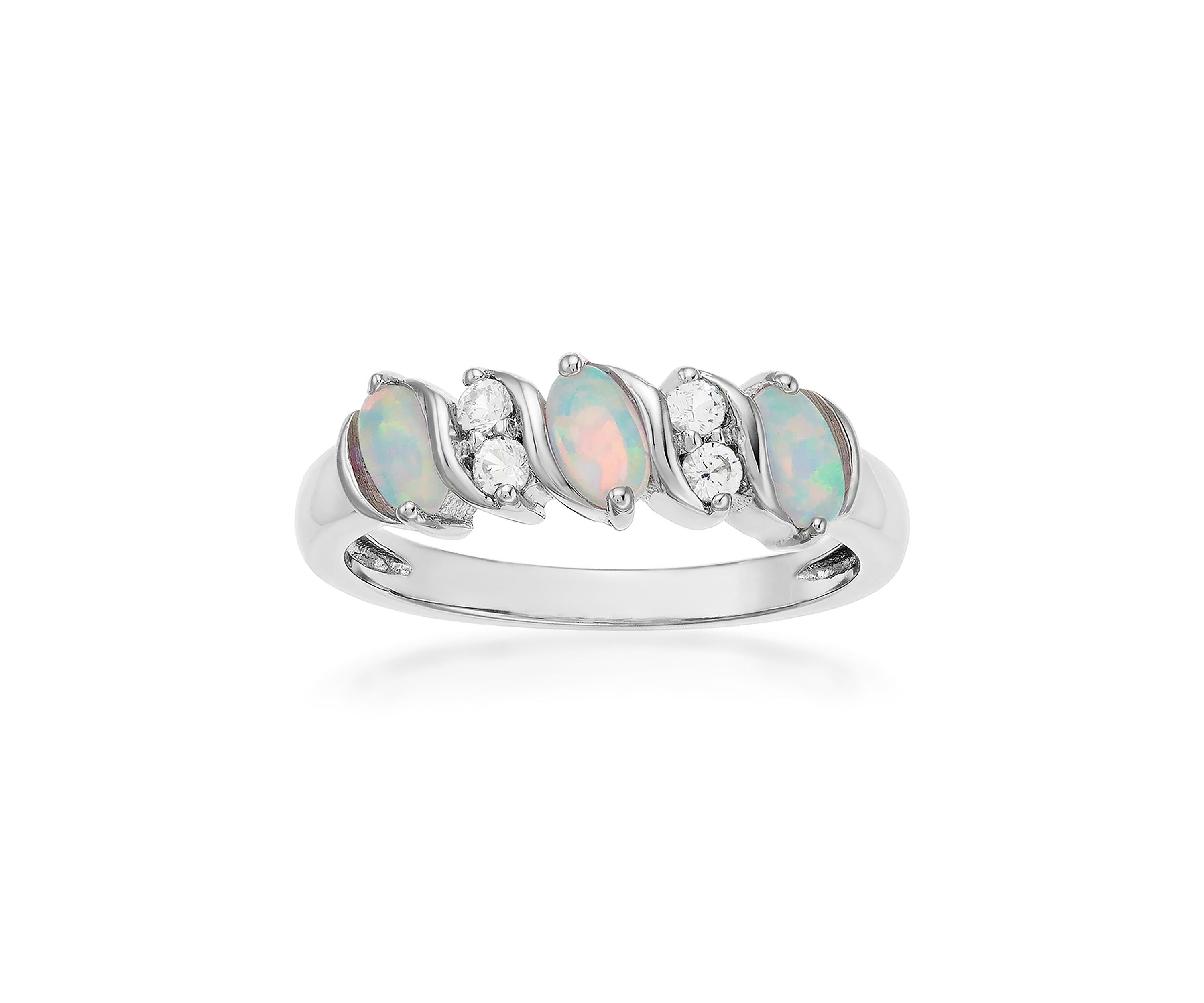 Lab Created 0.9 ct. t.w. Created Opal and White Topaz Ring in Sterling Silver