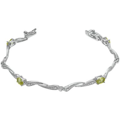 Gemminded Lab Created Womenâs Oval Gemstone Twist Bangle Bracelet in Sterling Silver, 7 in