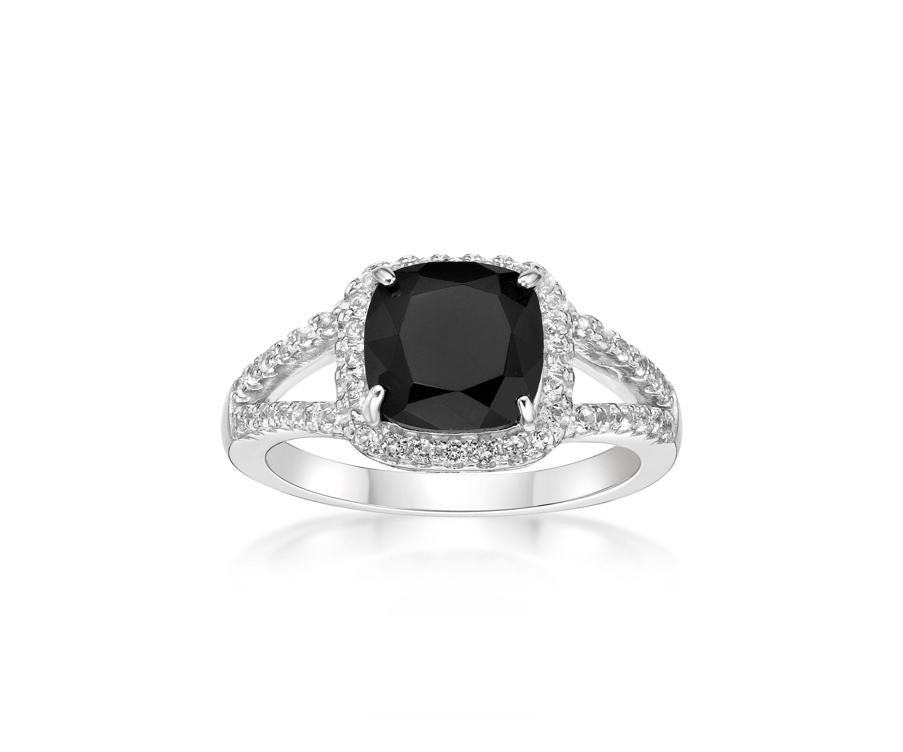 1.95 ct. t.w. Black Onyx and 1/2 ct. t.w. White Topaz Ring in Sterling Silver