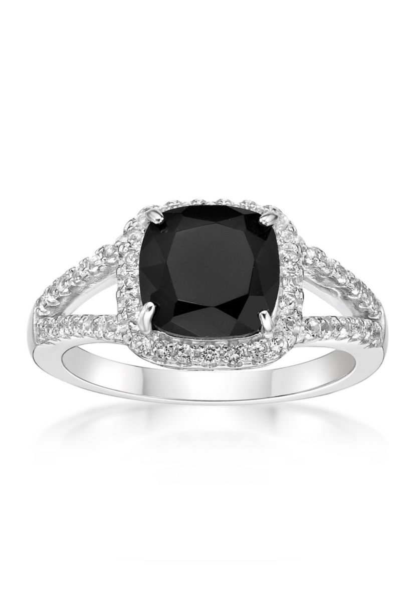 1.95 ct. t.w. Black Onyx and 1/2 ct. t.w. White Topaz Ring in Sterling Silver
