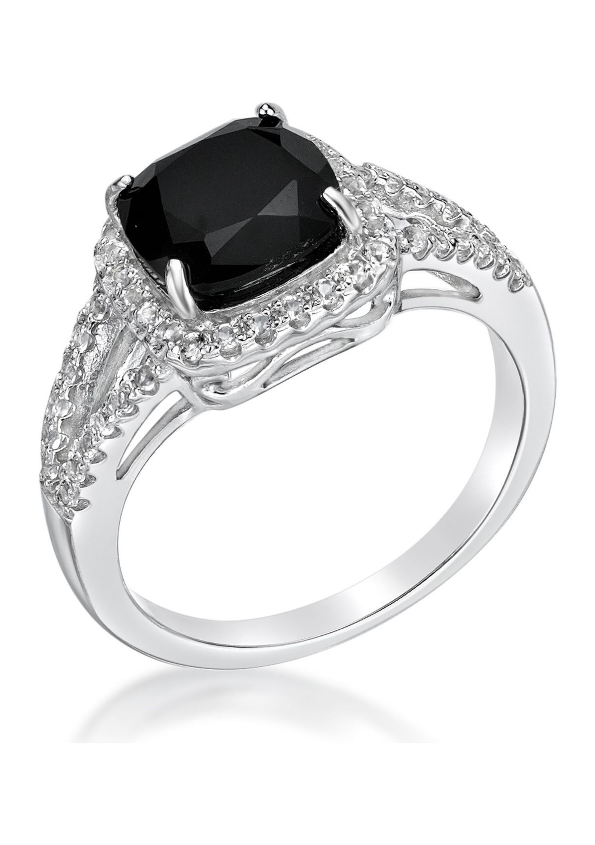 1.95 ct. t.w. Black Onyx and 1/2 ct. t.w. White Topaz Ring in Sterling Silver