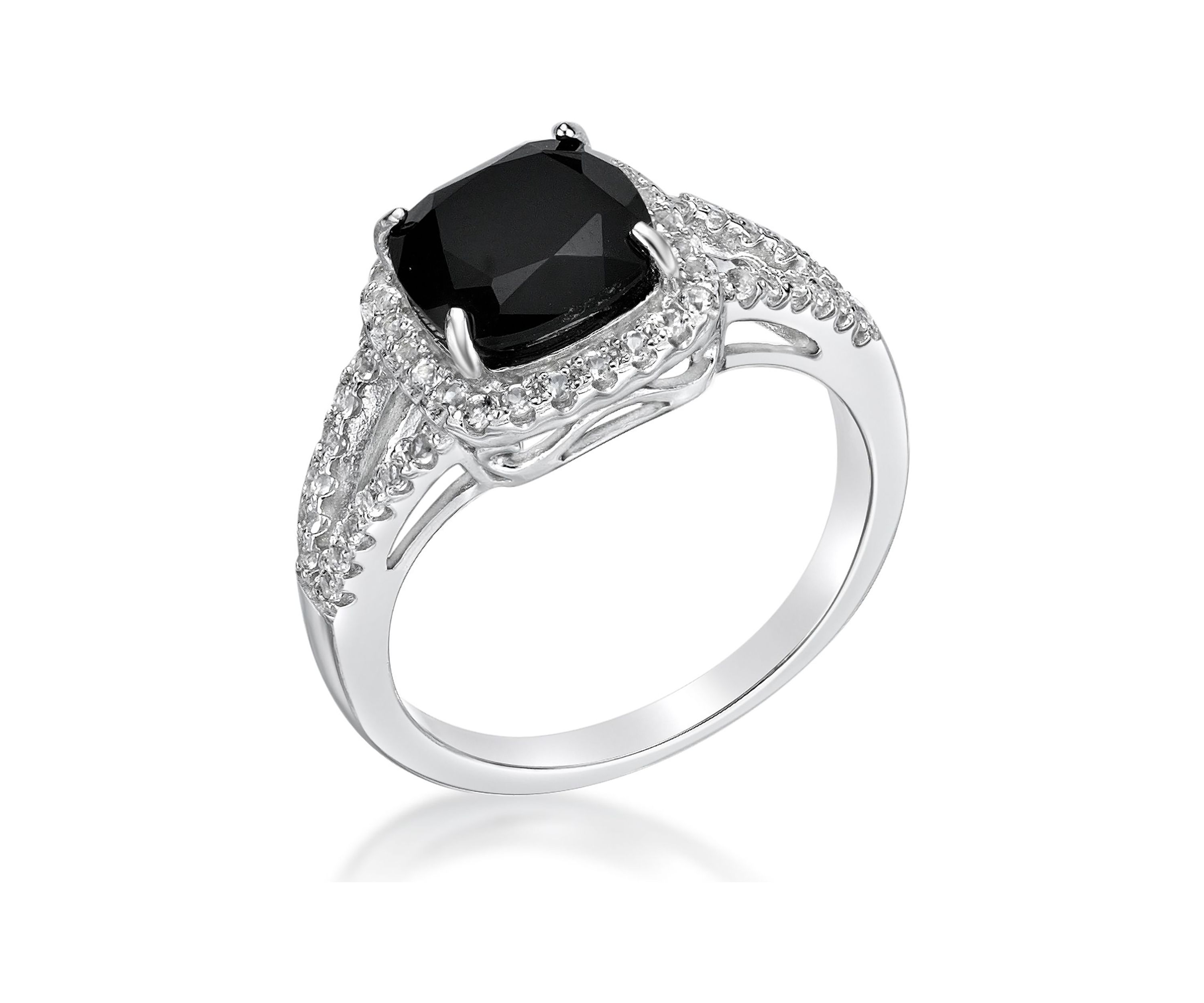 1.95 ct. t.w. Black Onyx and 1/2 ct. t.w. White Topaz Ring in Sterling Silver