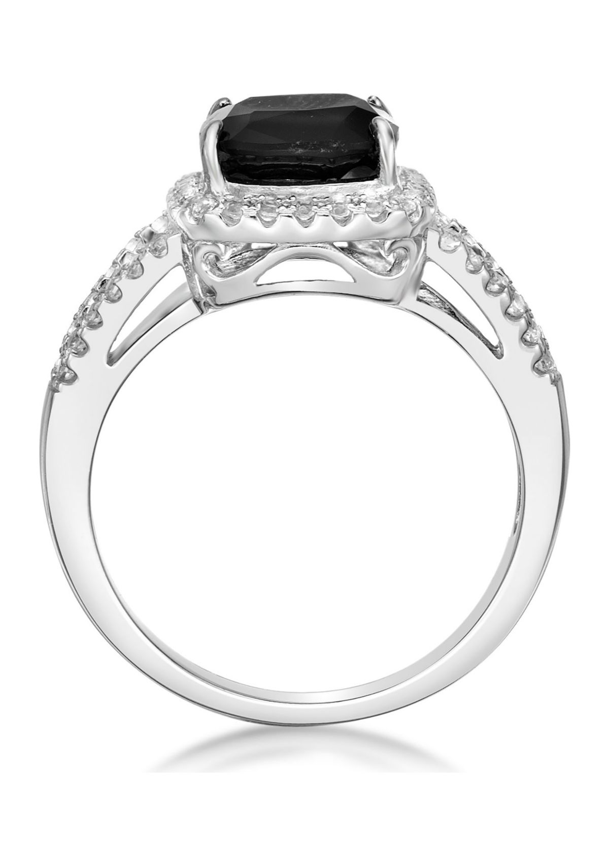 1.95 ct. t.w. Black Onyx and 1/2 ct. t.w. White Topaz Ring in Sterling Silver