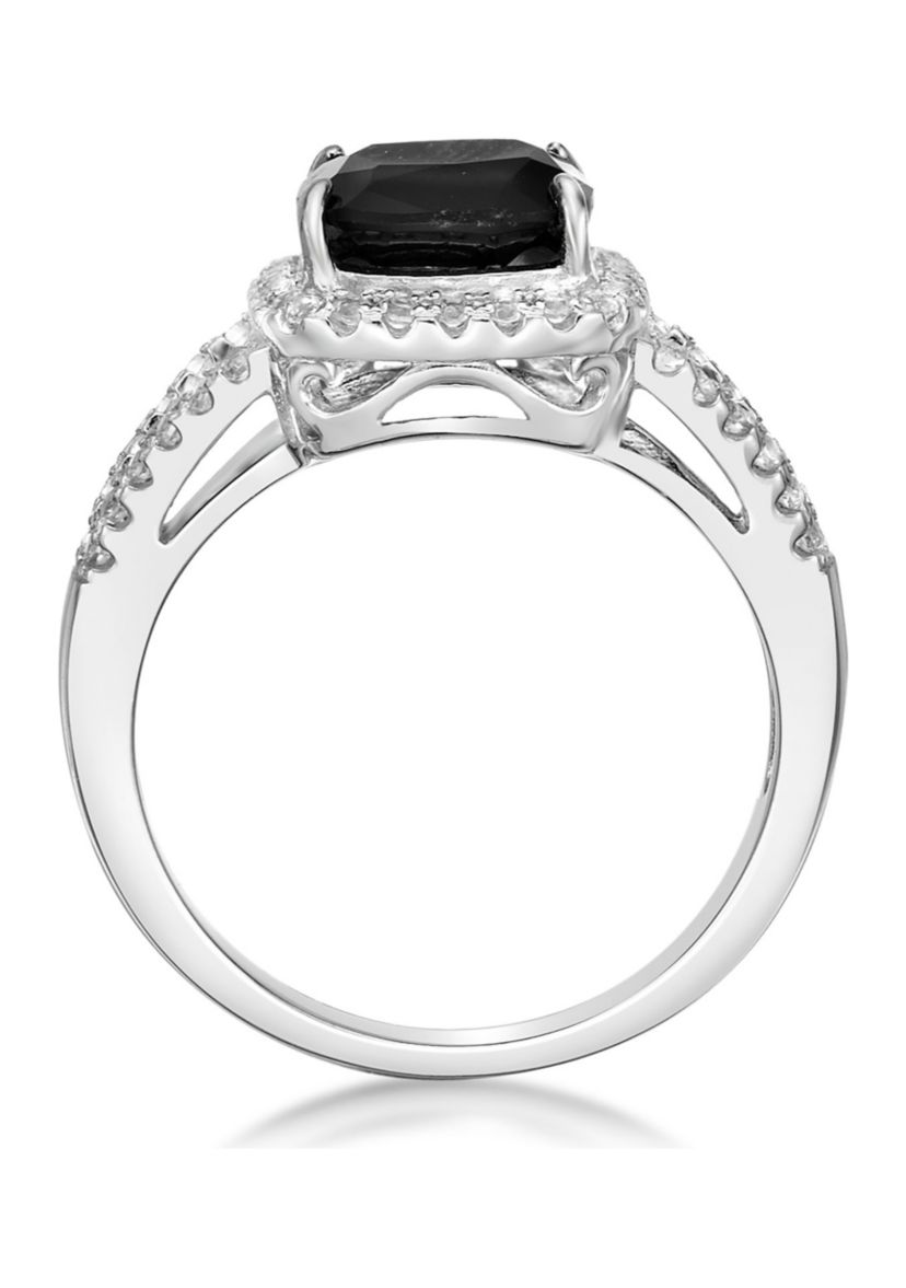 1.95 ct. t.w. Black Onyx and 1/2 ct. t.w. White Topaz Ring in Sterling Silver