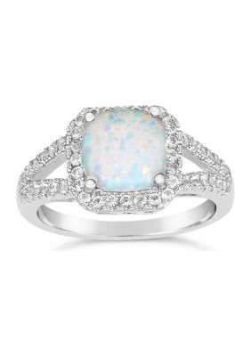 Lab Created 1.1 ct. t.w. Opal and White Topaz Ring Sterling Silver