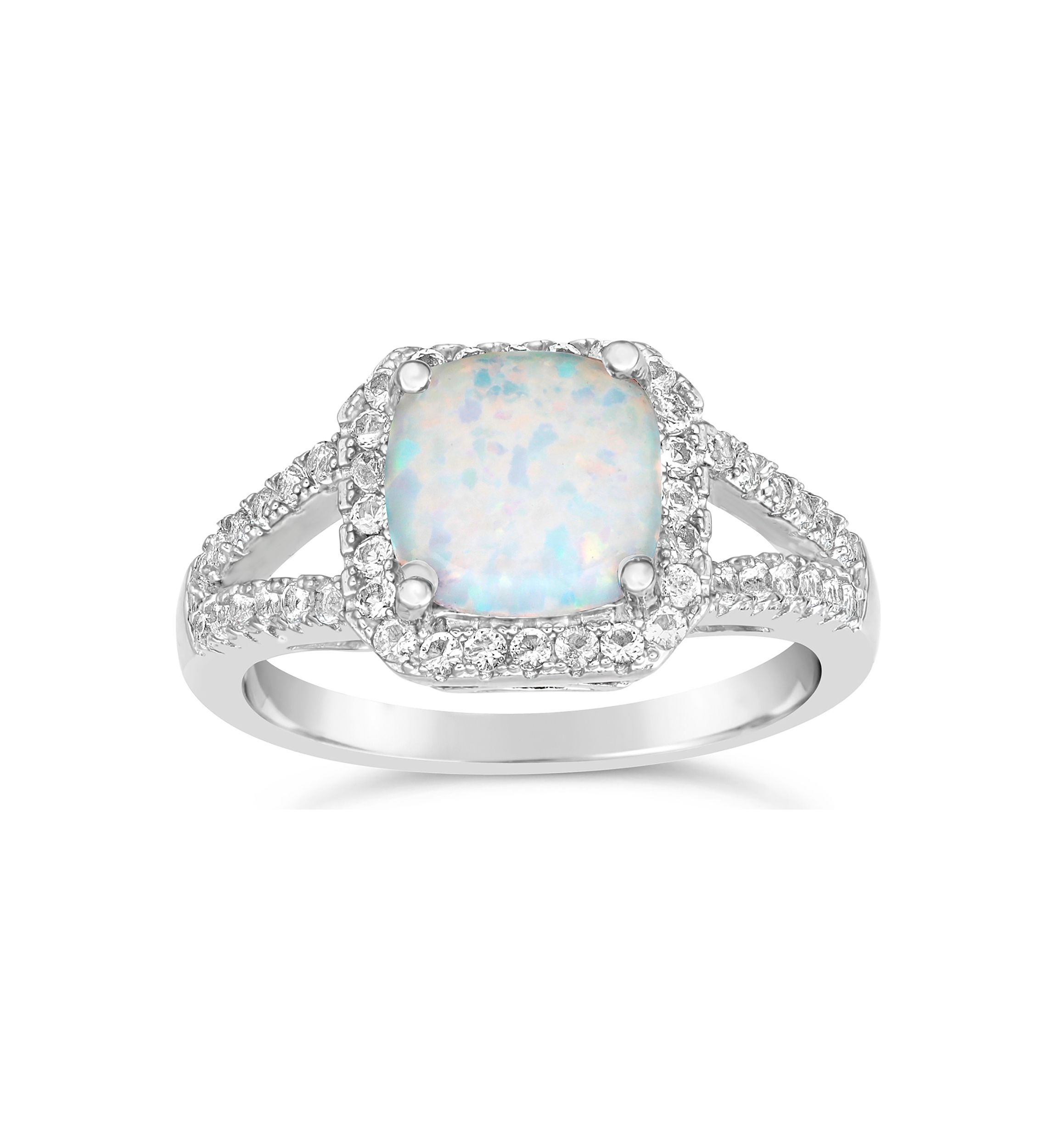 Lab Created 1.1 ct. t.w. Created Opal and White Topaz Ring in Sterling Silver