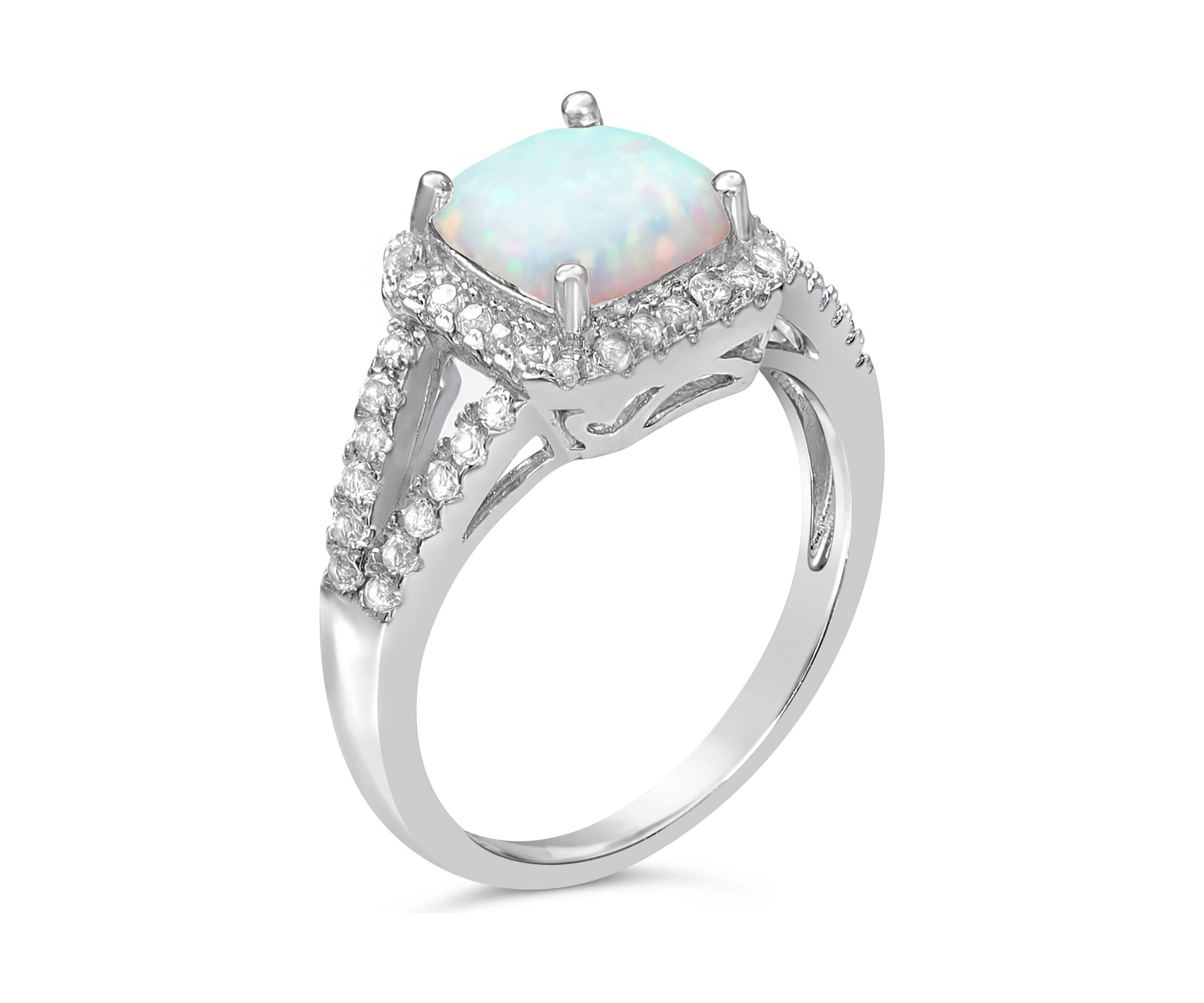 Lab Created 1.1 ct. t.w. Created Opal and White Topaz Ring in Sterling Silver