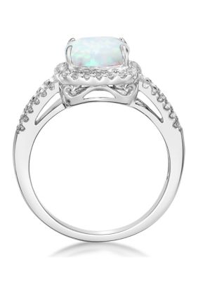 Lab Created 1.1 ct. t.w. Opal and White Topaz Ring Sterling Silver