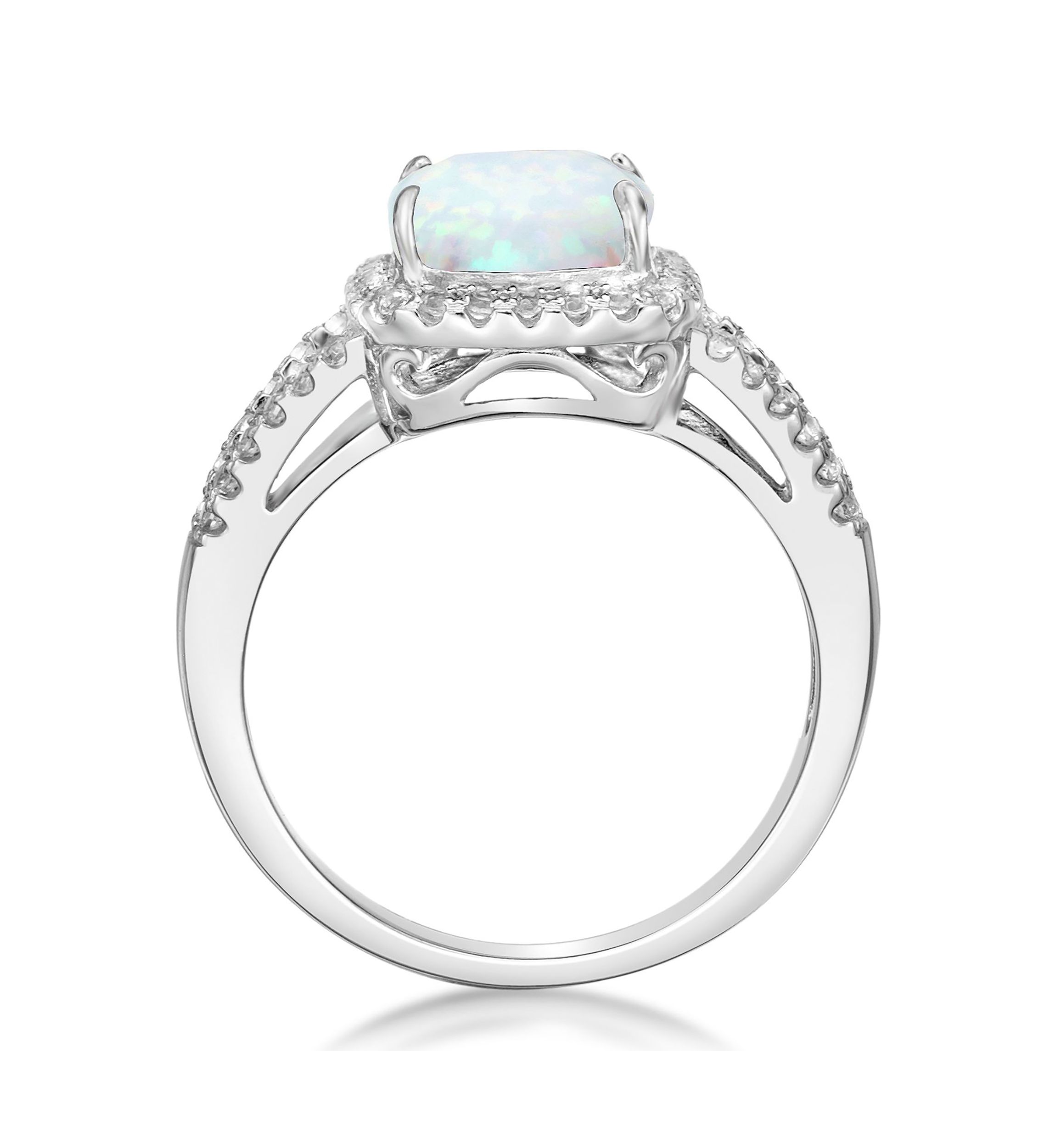 Lab Created 1.1 ct. t.w. Created Opal and White Topaz Ring in Sterling Silver
