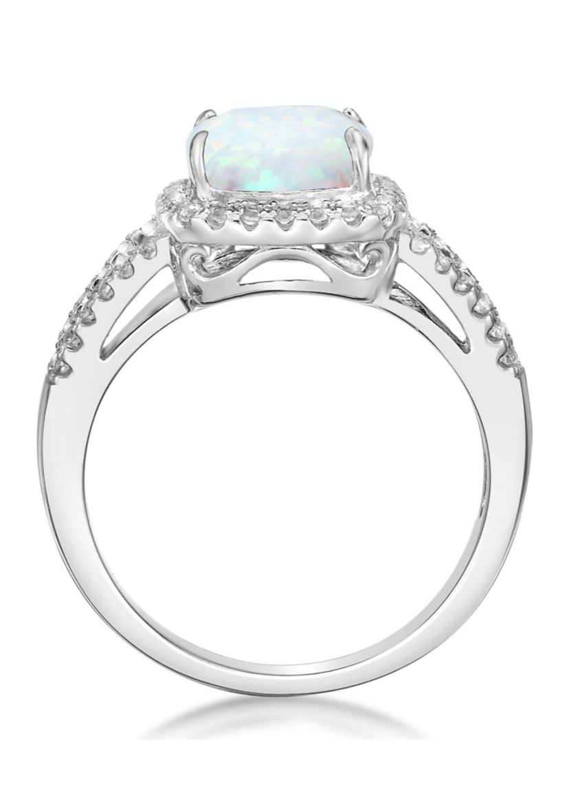 Lab Created 1.1 ct. t.w. Created Opal and White Topaz Ring in Sterling Silver