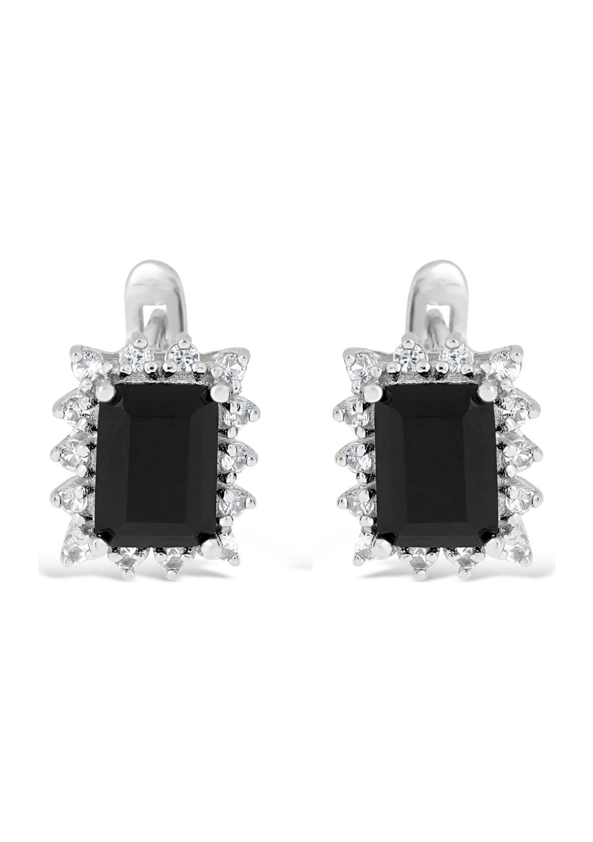 1.6 ct. t.w. Black Onyx and 3/8 ct. t.w. White Topaz Earrings in Sterling Silver