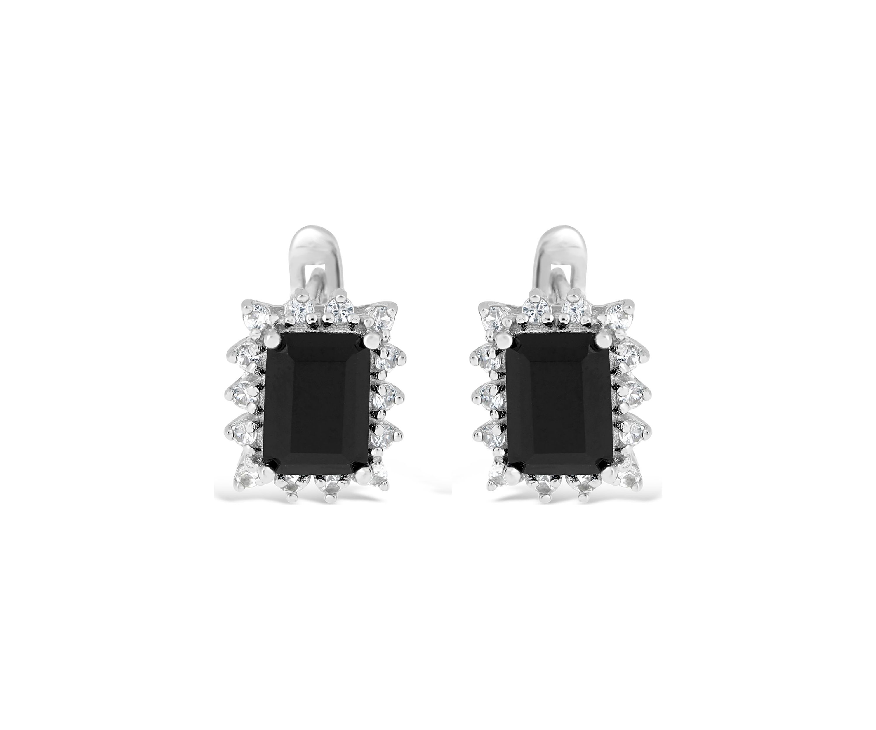 1.6 ct. t.w. Black Onyx and 3/8 ct. t.w. White Topaz Earrings in Sterling Silver