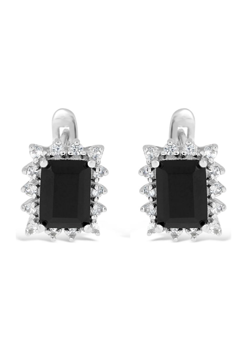 1.6 ct. t.w. Black Onyx and 3/8 ct. t.w. White Topaz Earrings in Sterling Silver