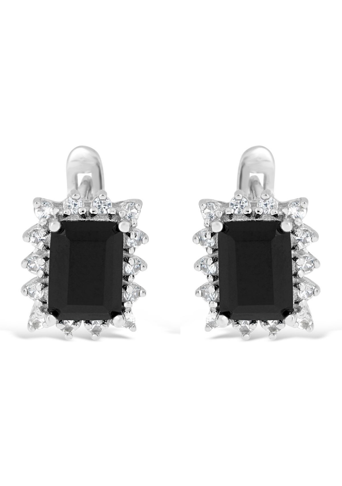 1.6 ct. t.w. Black Onyx and 3/8 ct. t.w. White Topaz Earrings in Sterling Silver