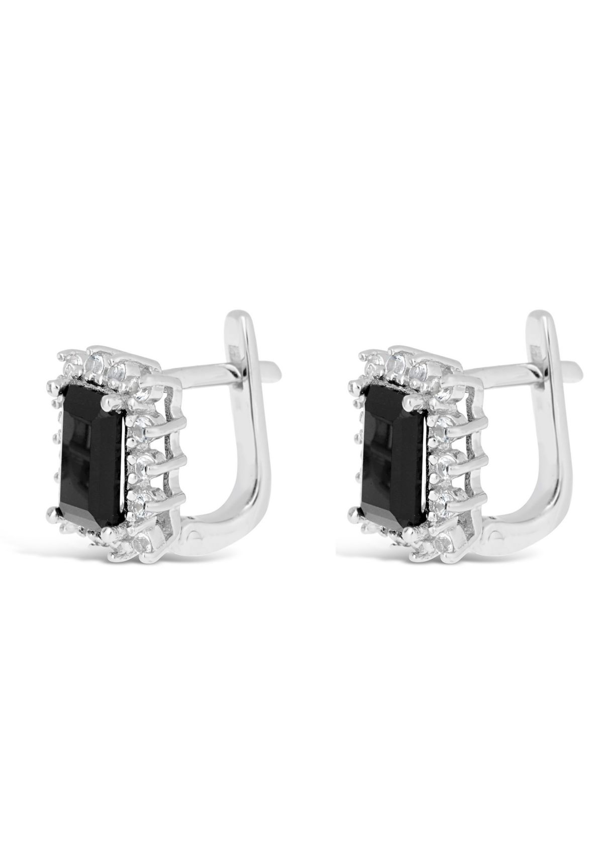 1.6 ct. t.w. Black Onyx and 3/8 ct. t.w. White Topaz Earrings in Sterling Silver