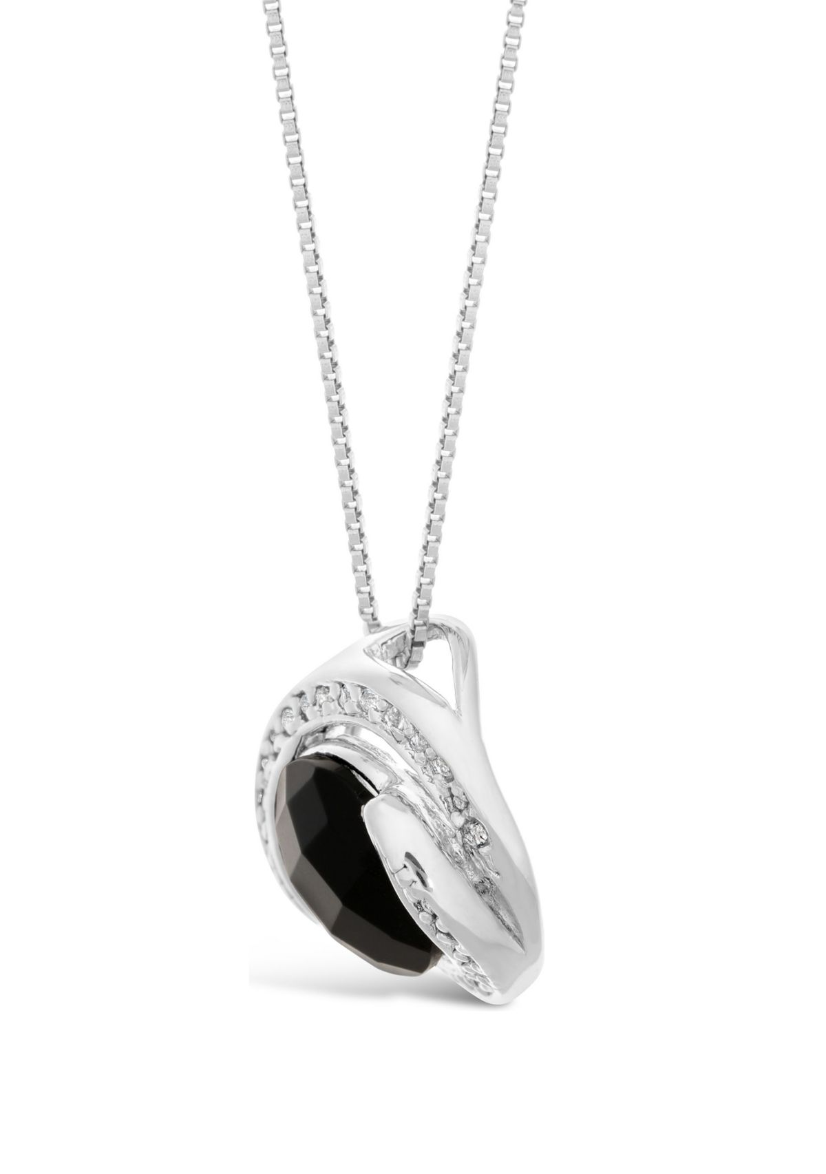 2 1/2 ct. t.w. Black Onyx and 1/2 ct. t.w. White Topaz Pendant Necklace in Sterling Silver