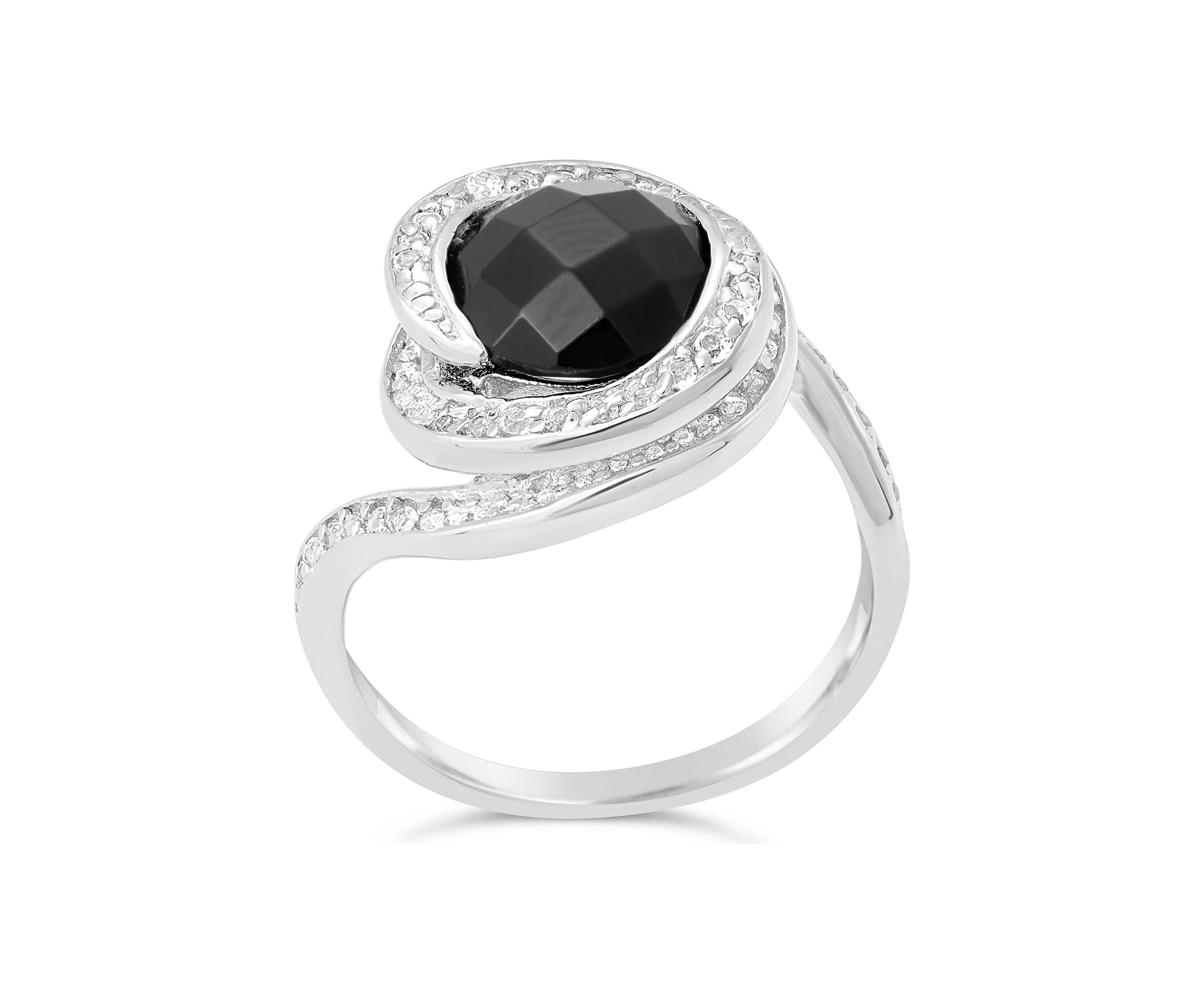 2 1/2 ct. t.w. Black Onyx and 1 ct. t.w. White Topaz Ring in Sterling Silver
