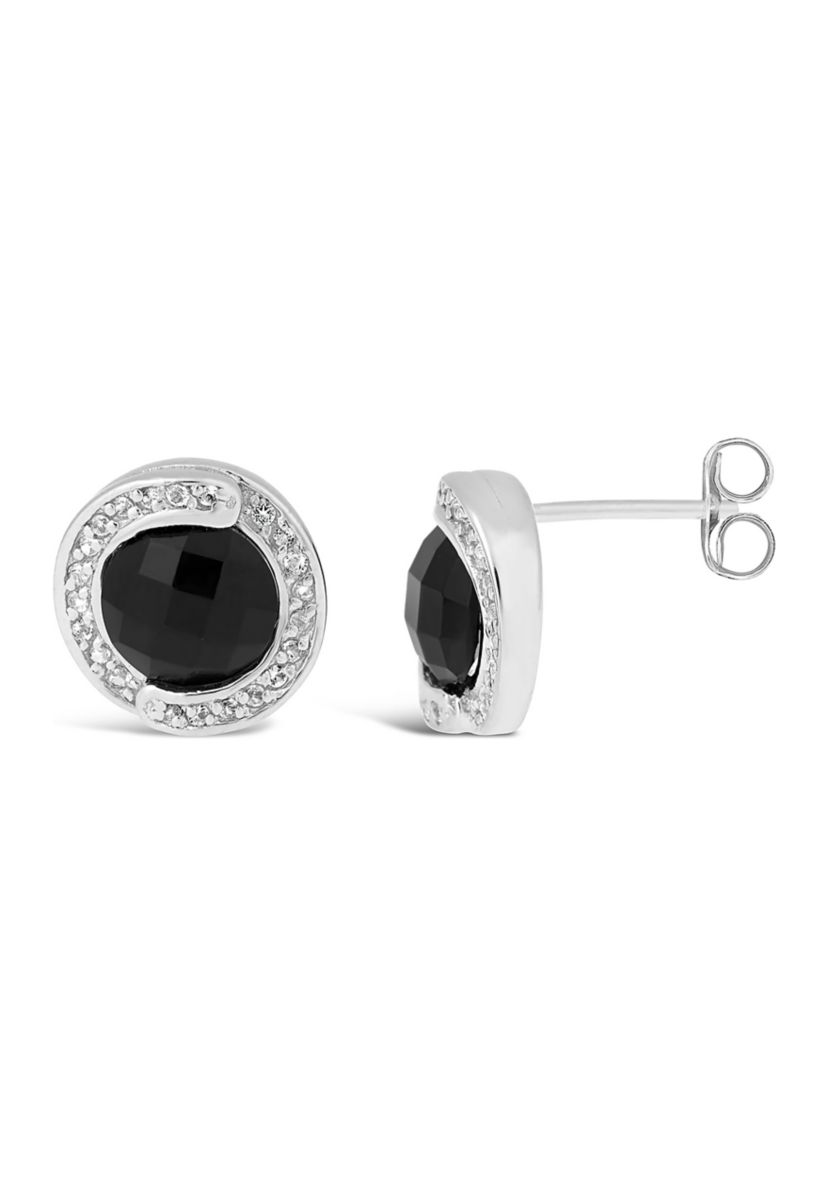 3 1/5 ct. t.w. Black Onyx and 3/4 ct. t.w. White Topaz Earrings in Sterling Silver