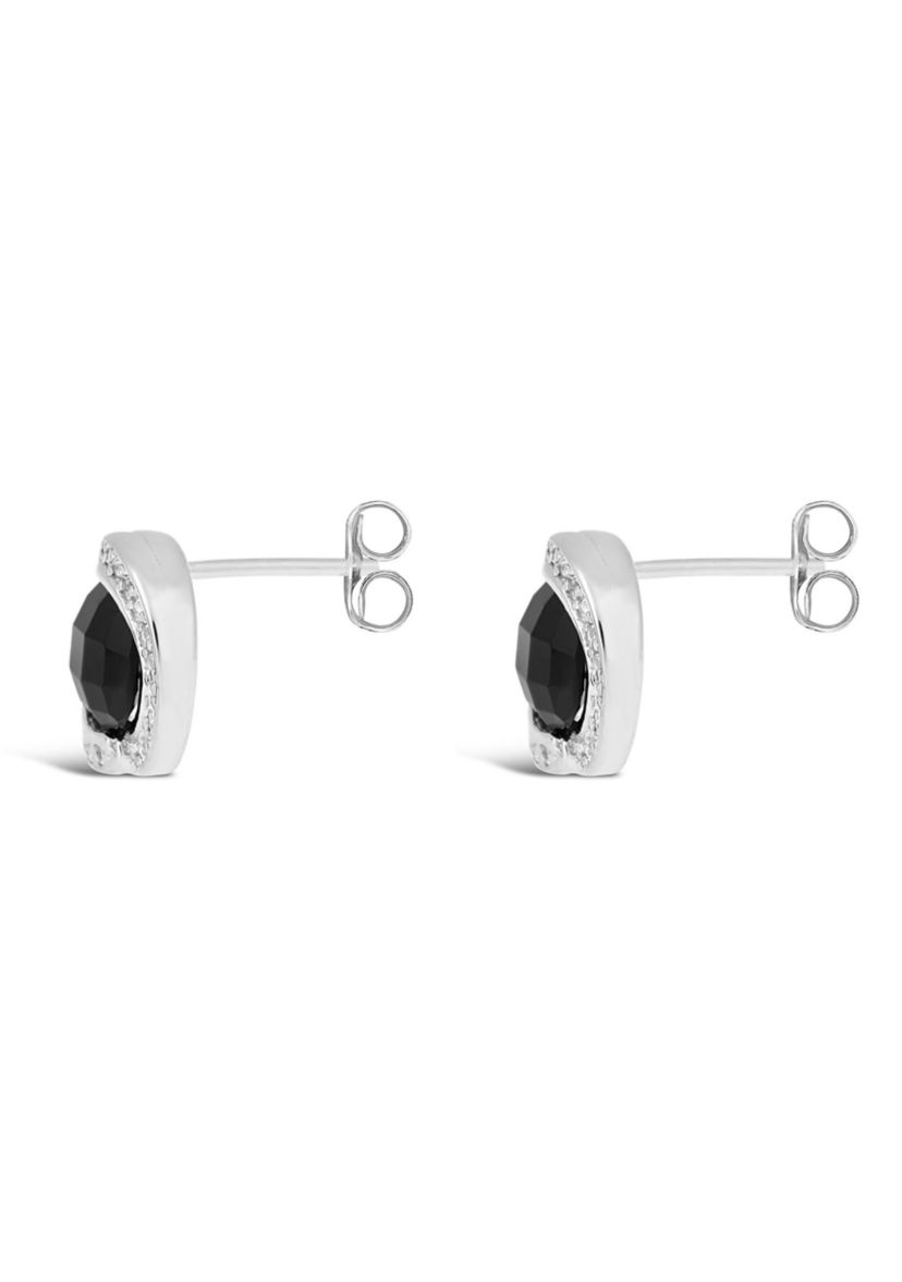 3 1/5 ct. t.w. Black Onyx and 3/4 ct. t.w. White Topaz Earrings in Sterling Silver